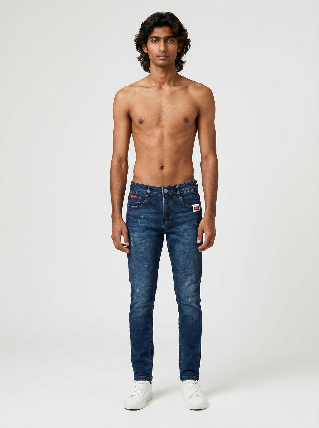 Men Blue Slim Tapered Fit Mid Rise Jeans