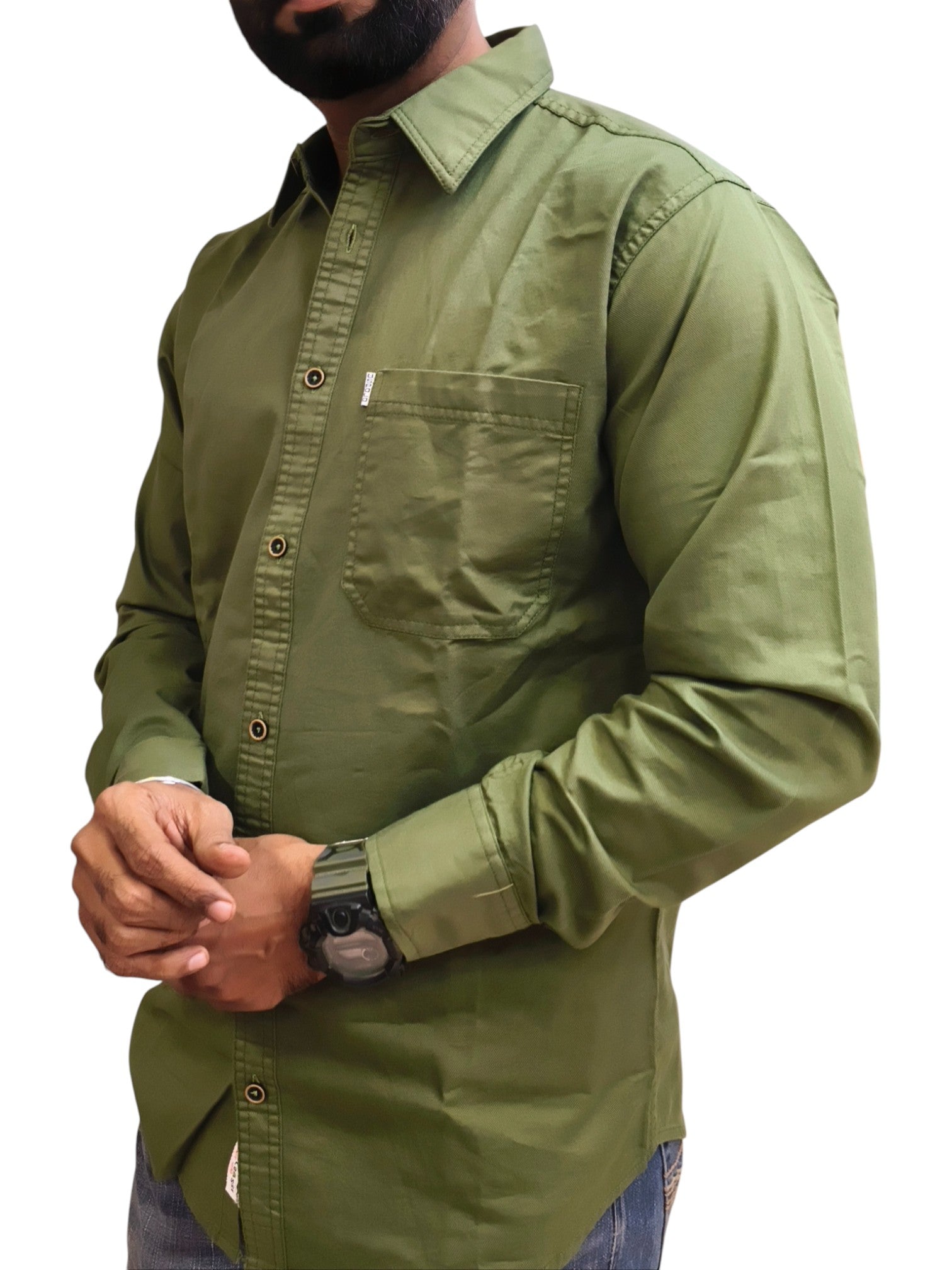 Men’s Solid Classic Slim Fit Shirt Green