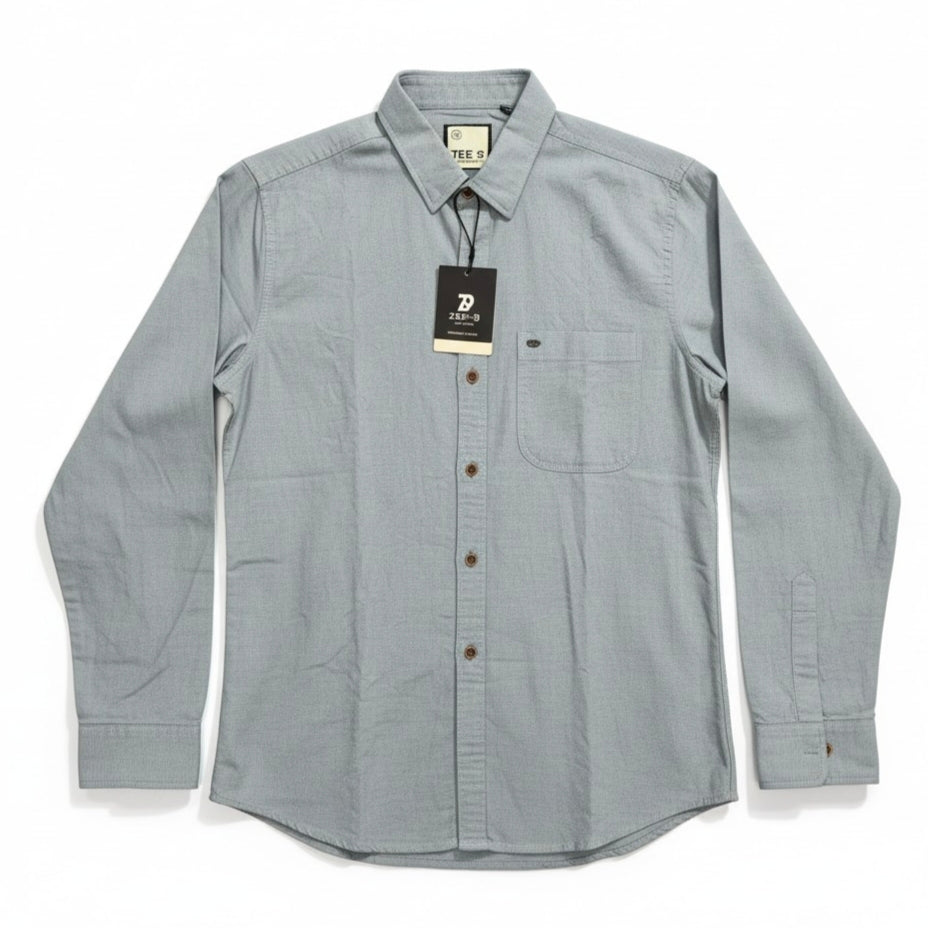 Men Solid Cotton Slim Fit Shirt Grey