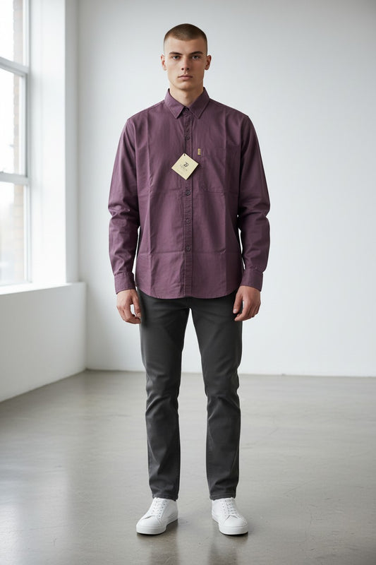 Zee 9 Men’s Slim Fit Full Sleeve Solid Cotton Blend Shirt | Casual & Semi-Formal Wear | Purple