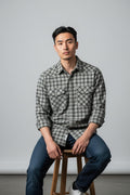 Men Checkered Double Pocket Shirt Cream & Black