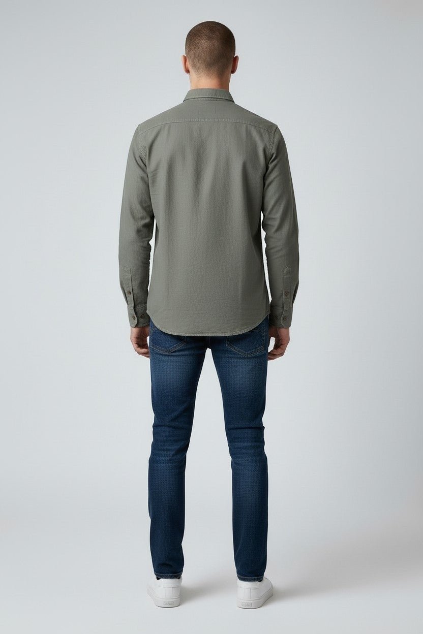 Men Solid Cotton Slim Fit Shirt Pista