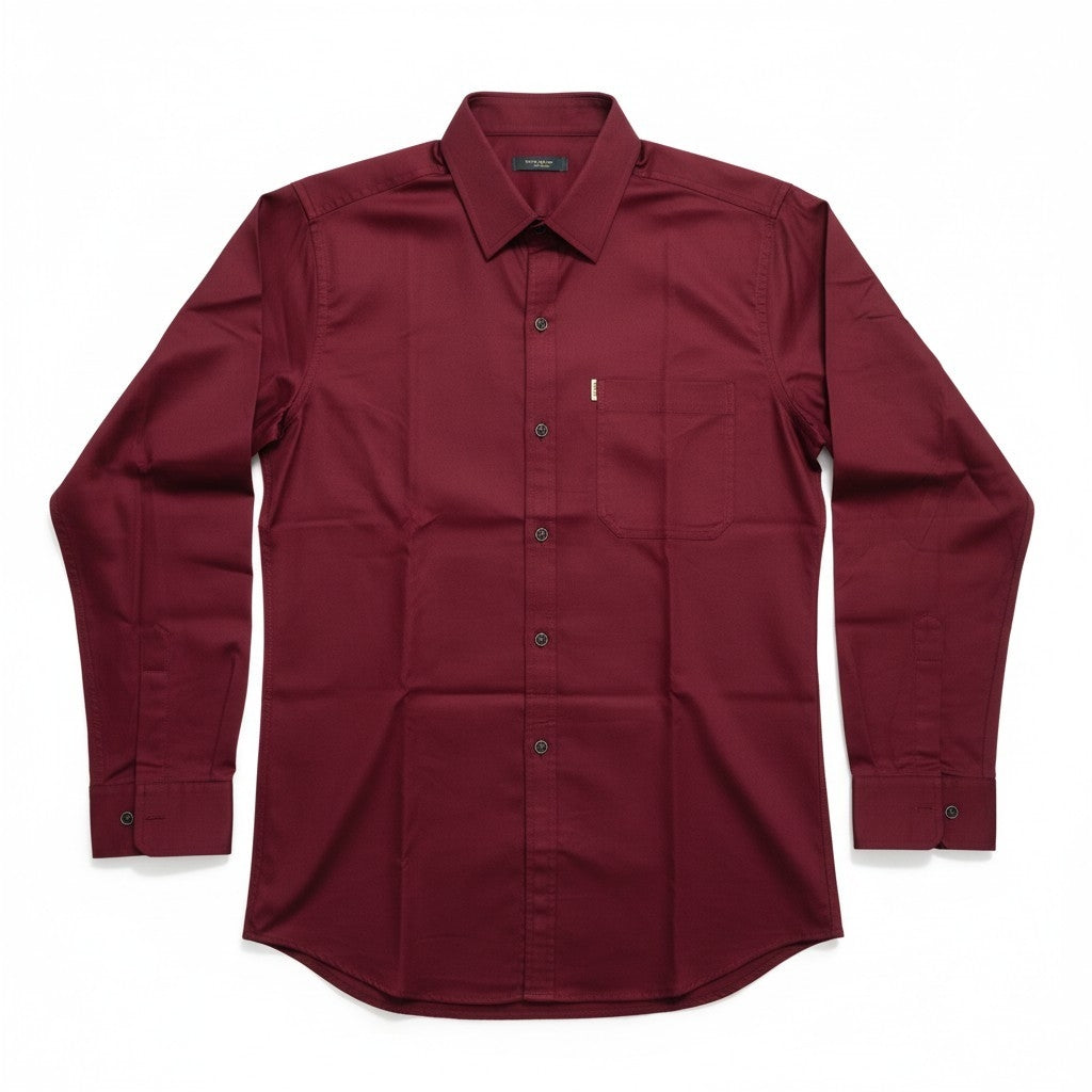 Men’s Solid Classic Slim Fit Shirt Maroon