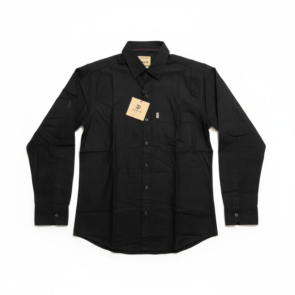 Men’s Solid Classic Slim Fit Shirt Black