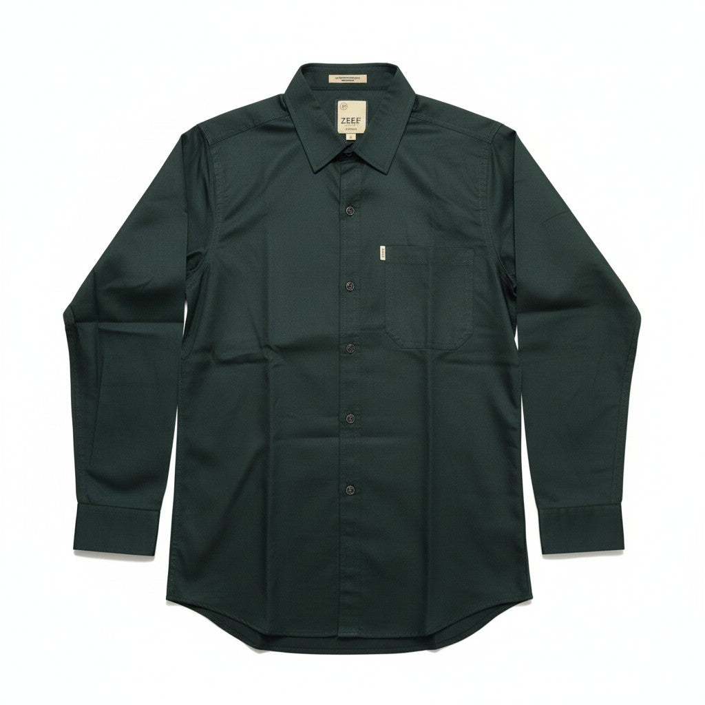 Men’s Solid Classic Slim Fit Shirt Dark Green