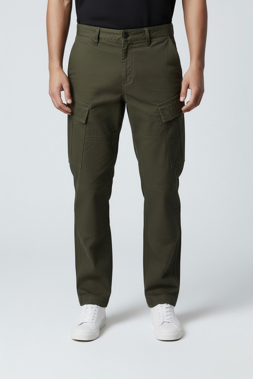 Men Olive Green Authentic Straight Fit Mid Rise Cargo Pants