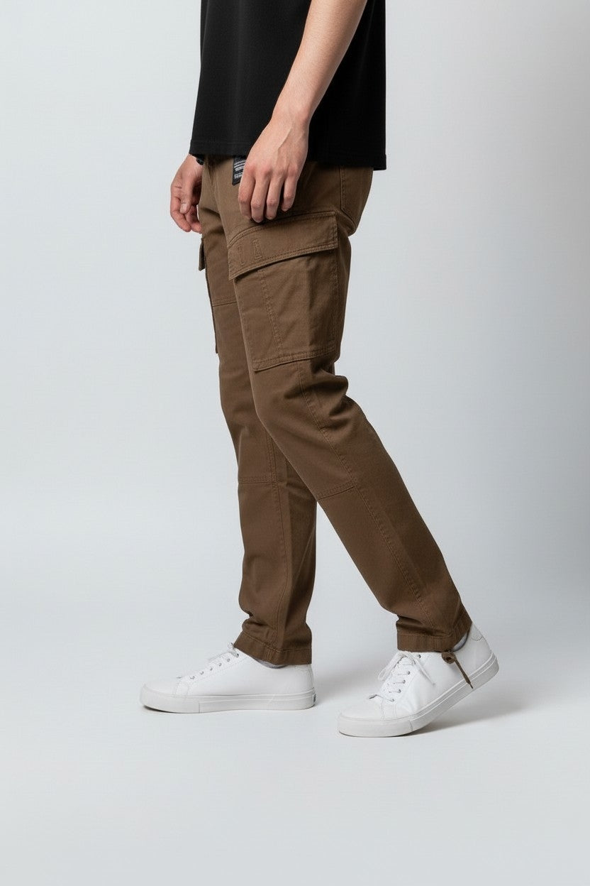 Men Tan Authentic Straight Fit Mid Rise Cargo Pants