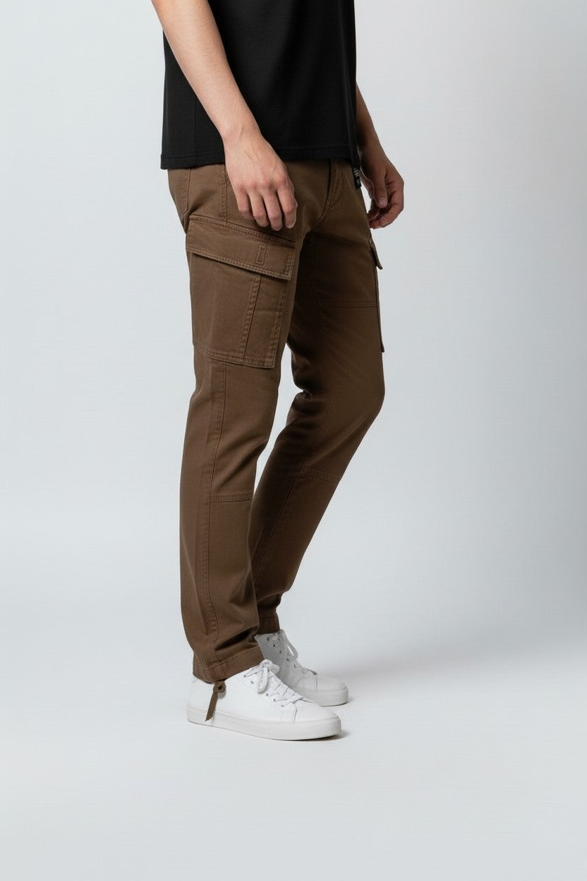 Men Tan Authentic Straight Fit Mid Rise Cargo Pants