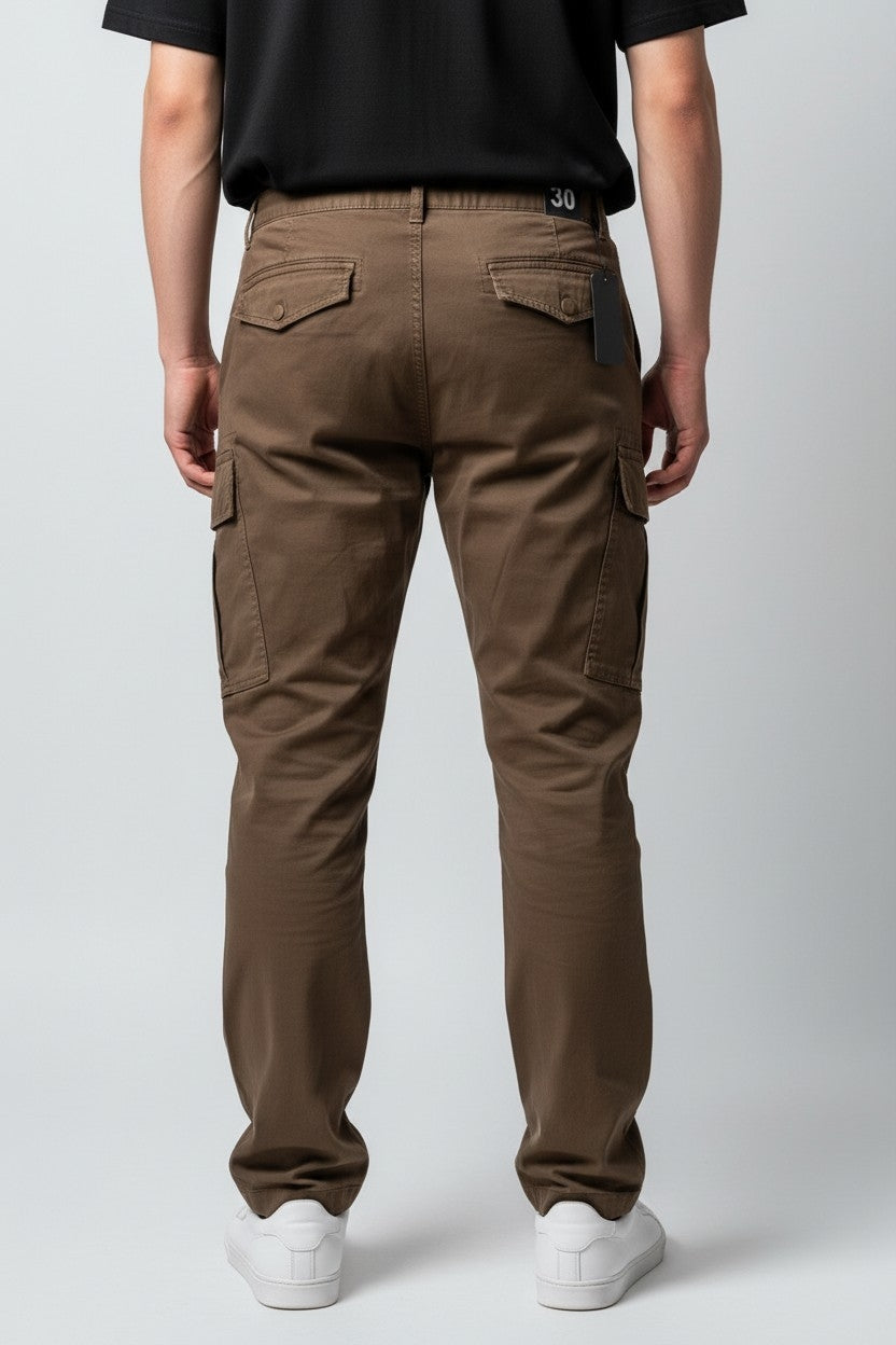 Men Tan Authentic Straight Fit Mid Rise Cargo Pants