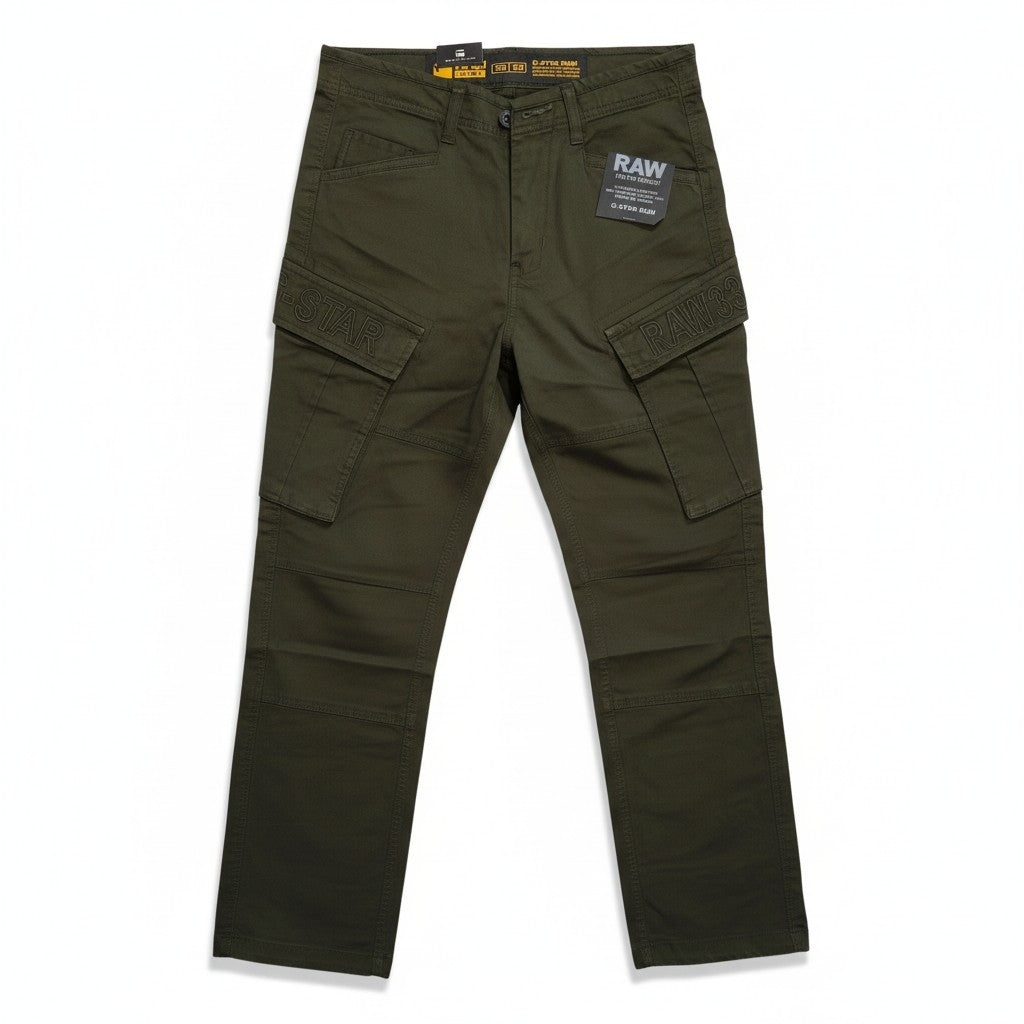 Men Olive Green Authentic Straight Fit Mid Rise Cargo Pants