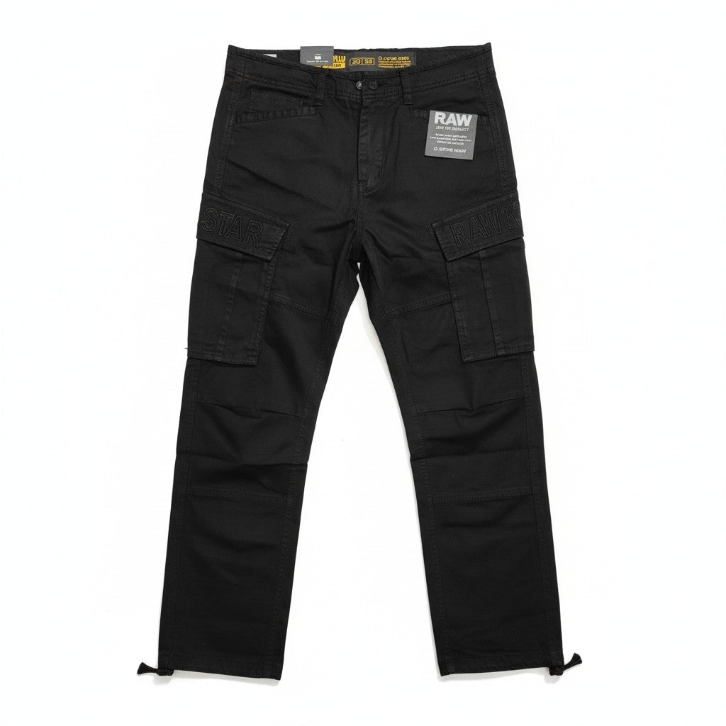 Men Black Authentic Straight Fit Mid Rise Cargo Pants