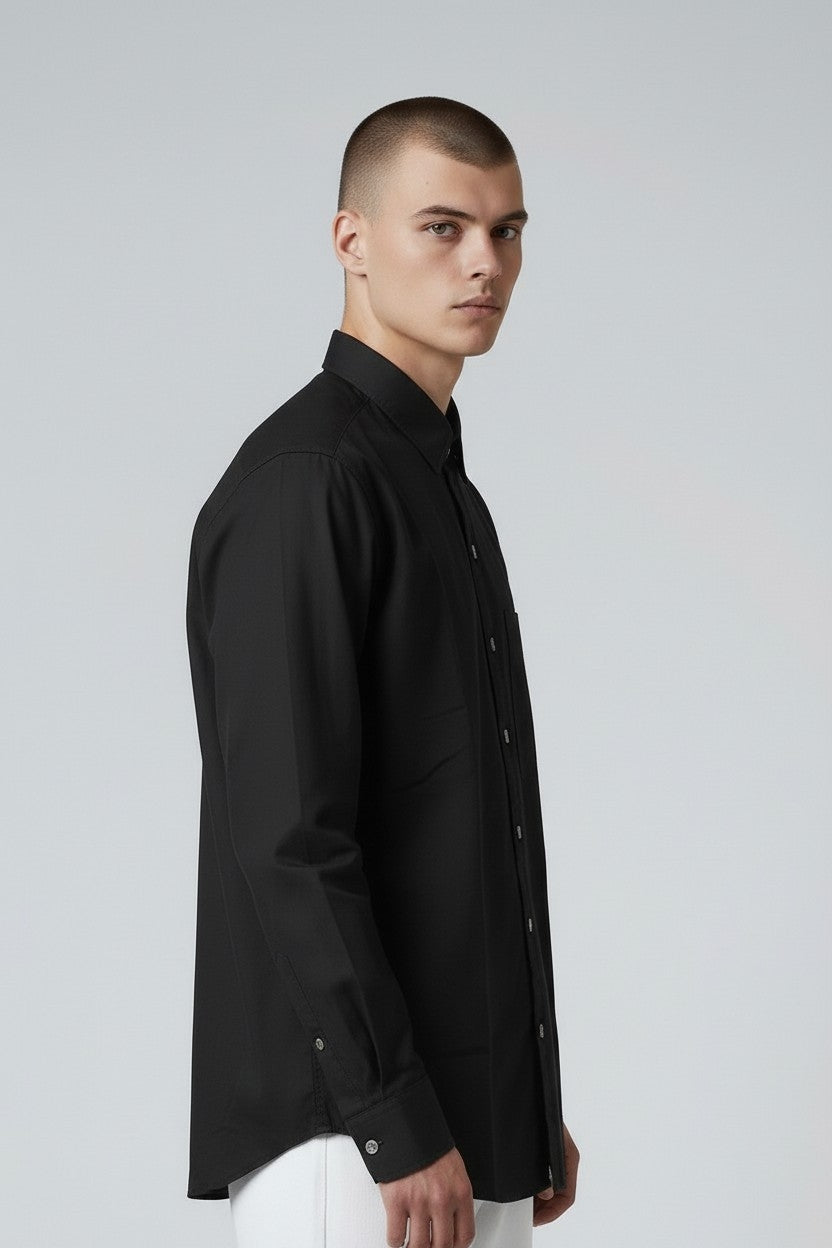 Men’s Solid Classic Slim Fit Shirt Black