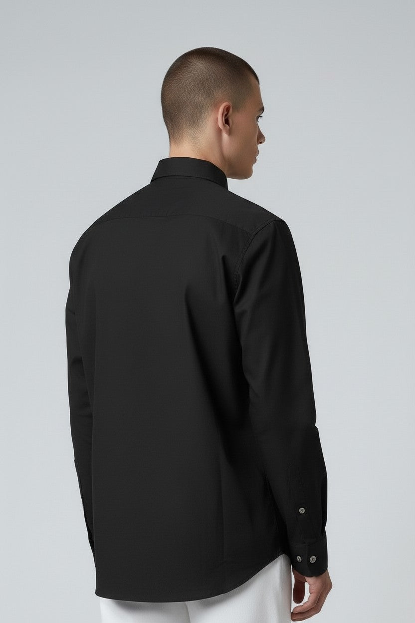 Men’s Solid Classic Slim Fit Shirt Black