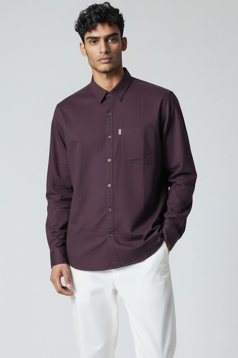 Men’s Solid Classic Slim Fit Shirt Purple