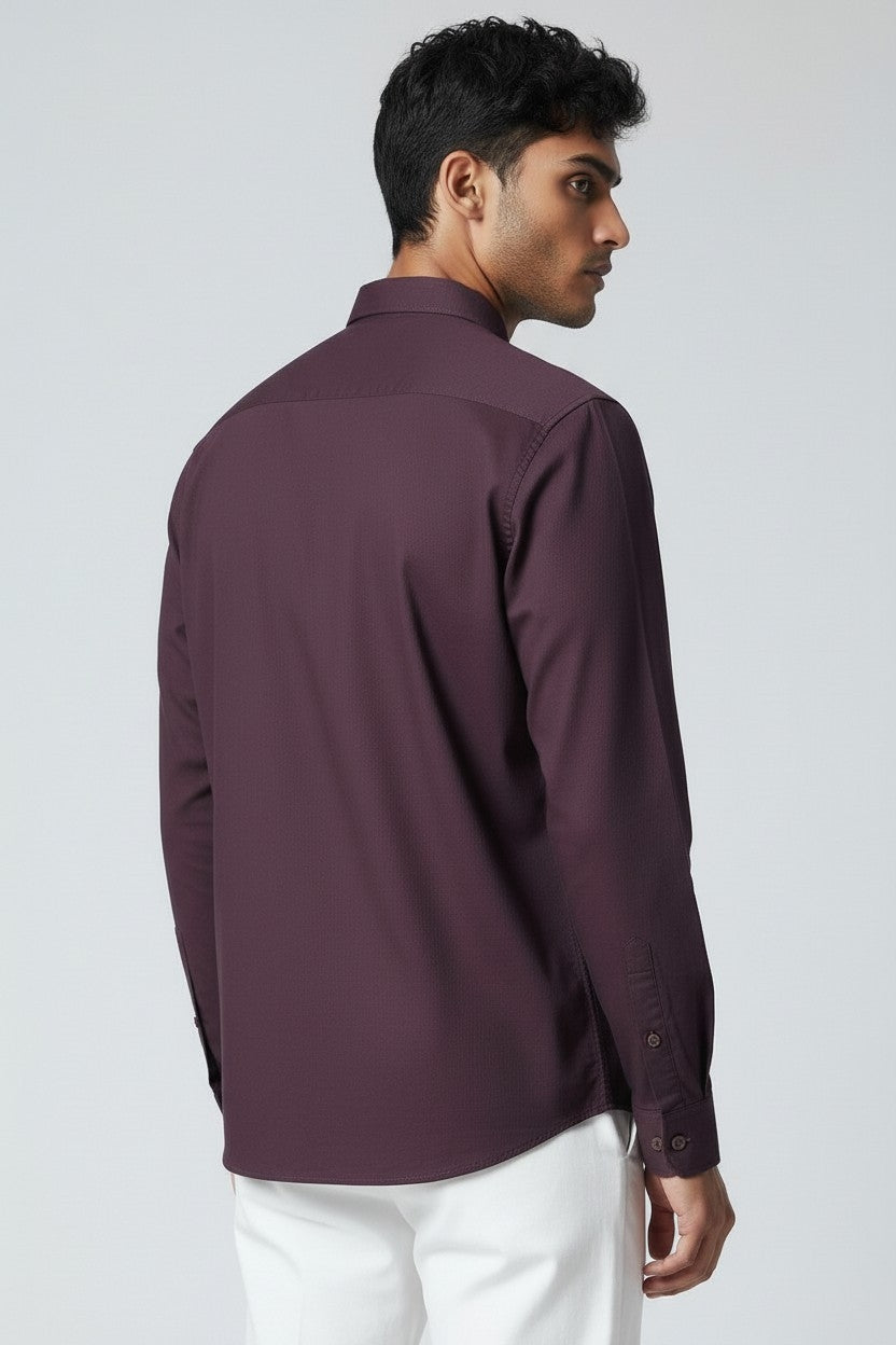 Men’s Solid Classic Slim Fit Shirt Purple