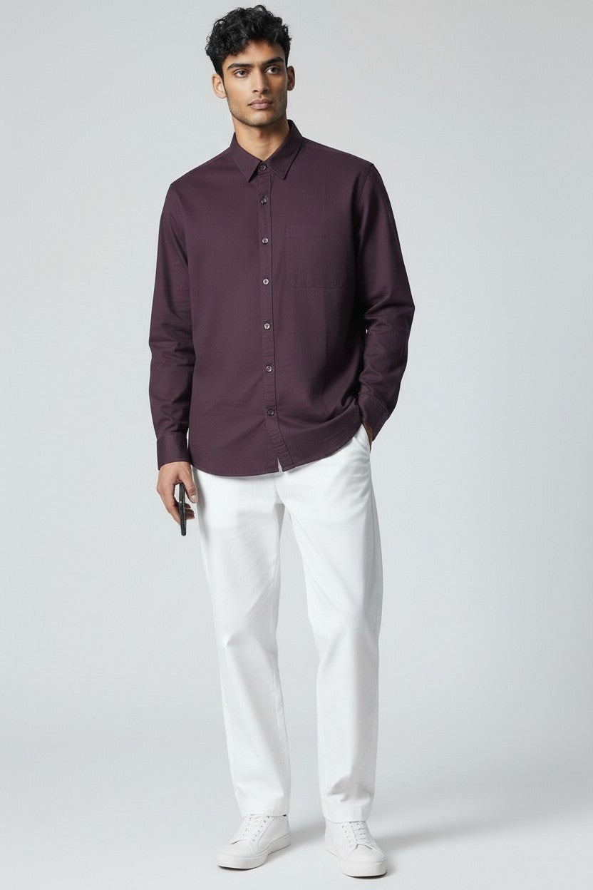 Men’s Solid Classic Slim Fit Shirt Purple