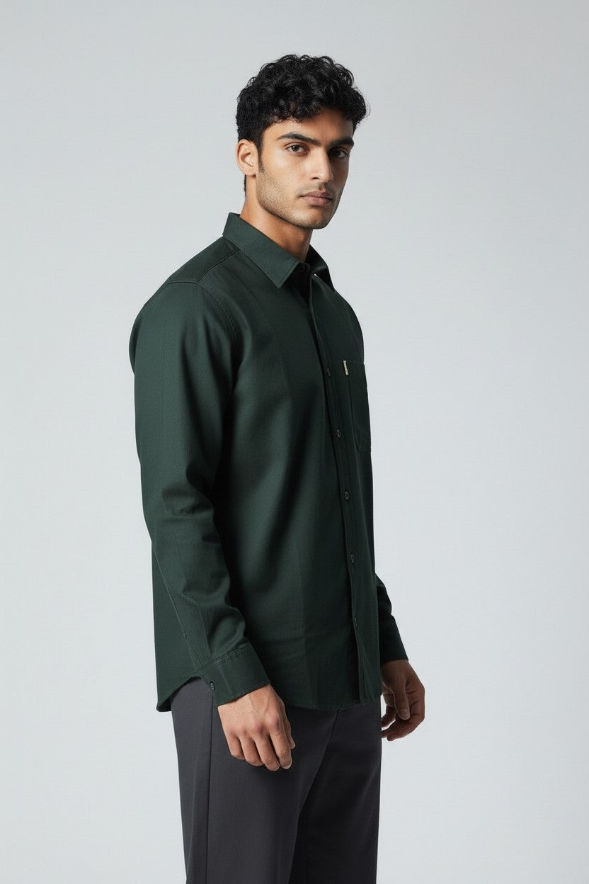 Men’s Solid Classic Slim Fit Shirt Dark Green