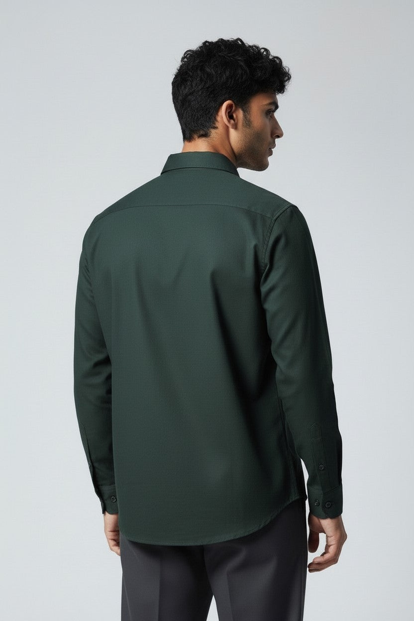 Men’s Solid Classic Slim Fit Shirt Dark Green