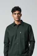 Men’s Solid Classic Slim Fit Shirt Dark Green