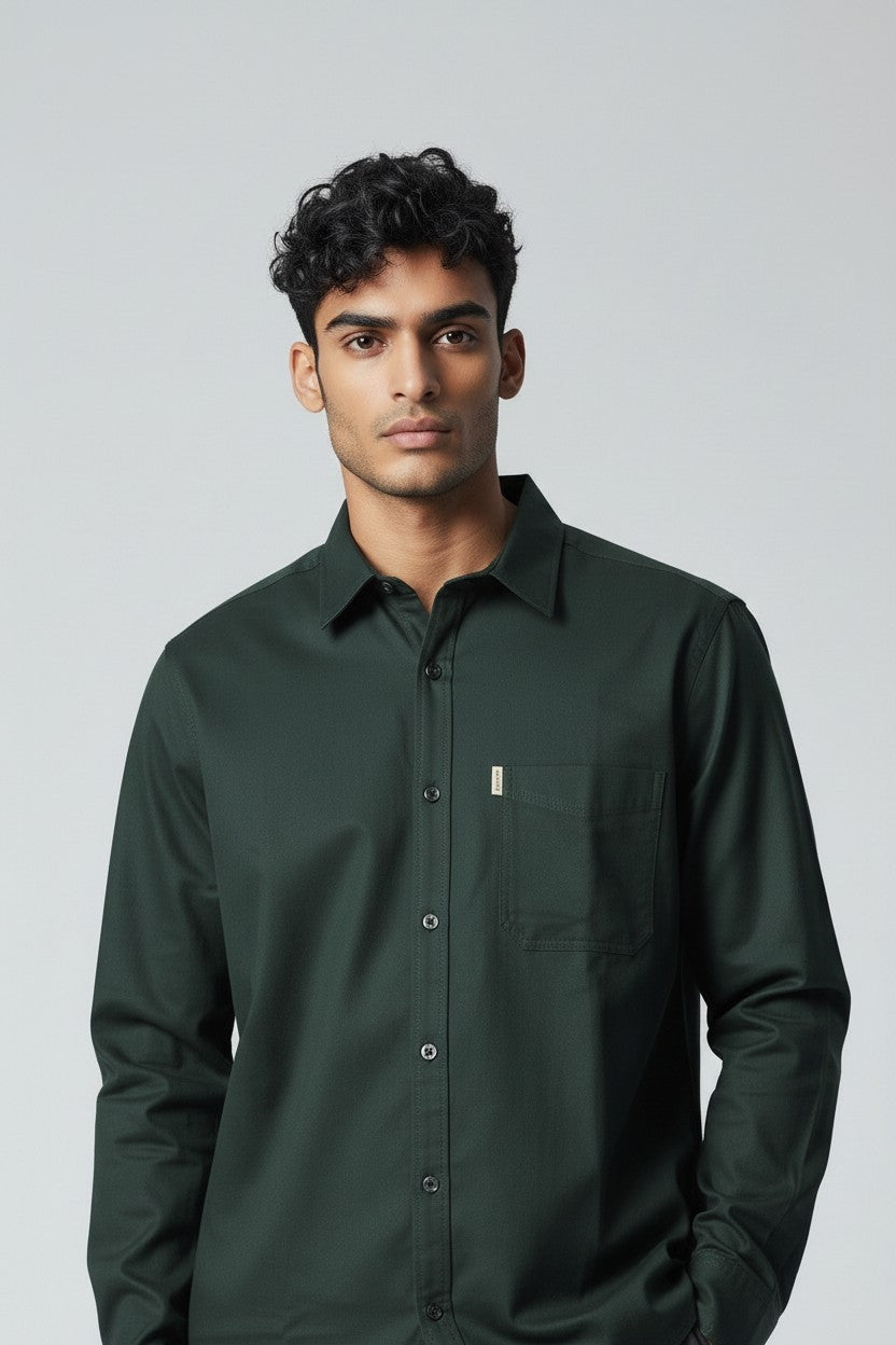 Men’s Solid Classic Slim Fit Shirt Dark Green
