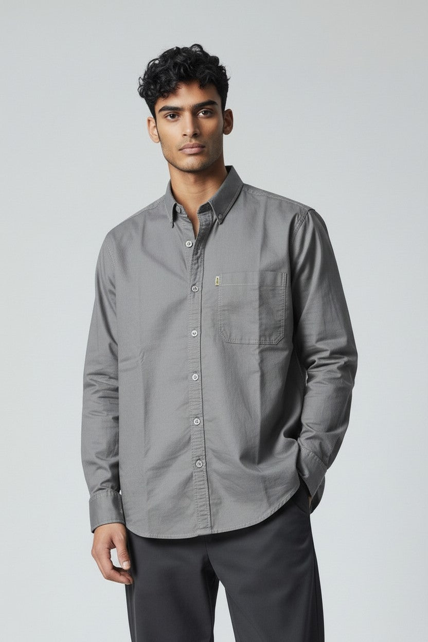 Men’s Solid Classic Slim Fit Shirt Grey