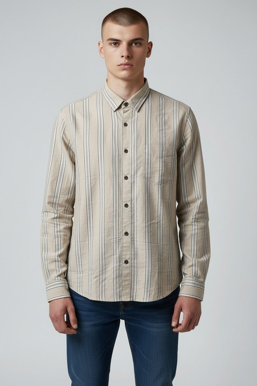 Men XXL Stripe Cotton Shirt