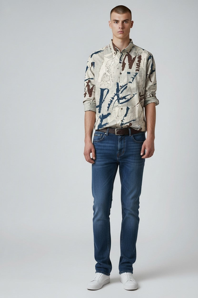 Men XXL Cotton Printed Shirt