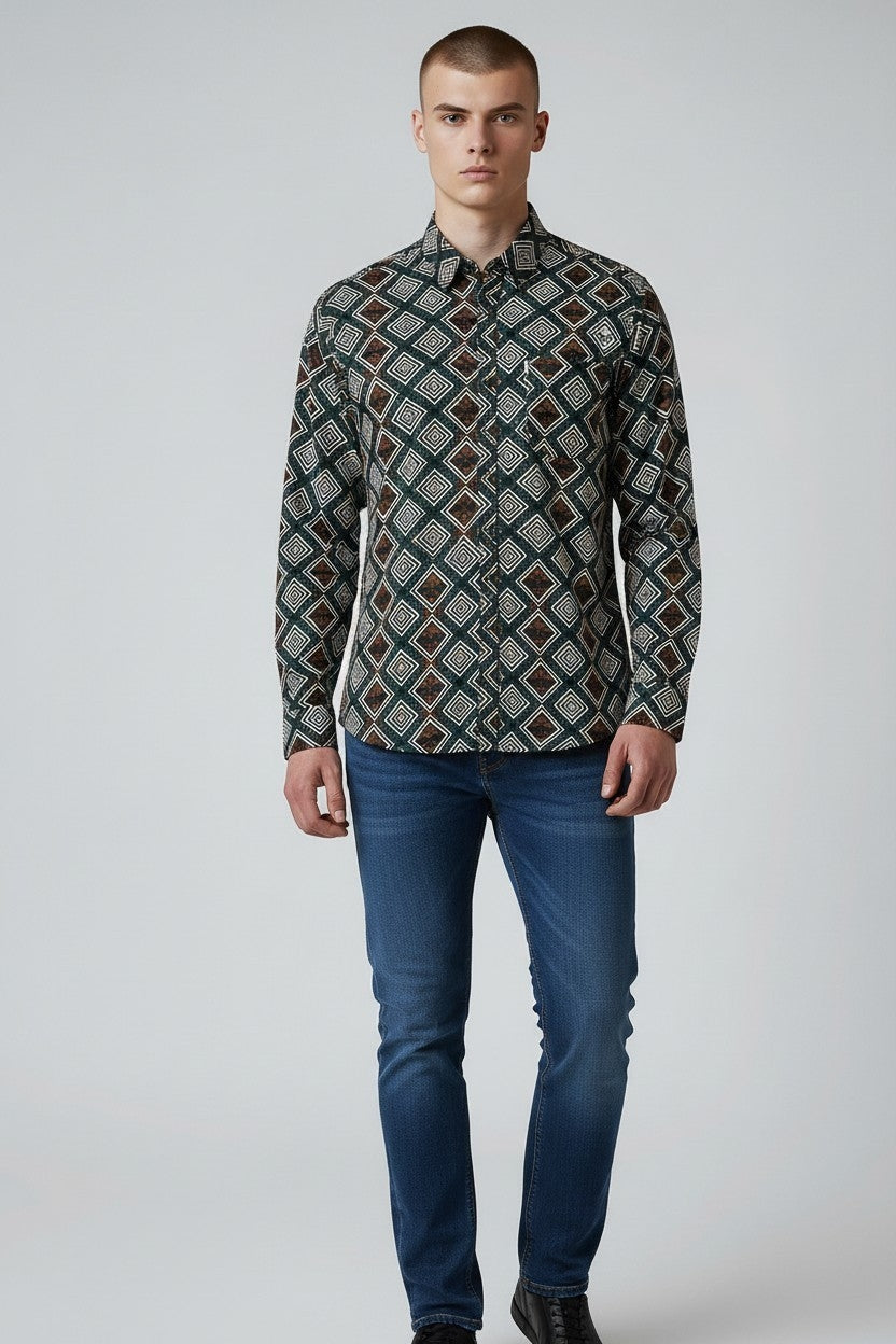 Men XXL Cotton Printed Shirt