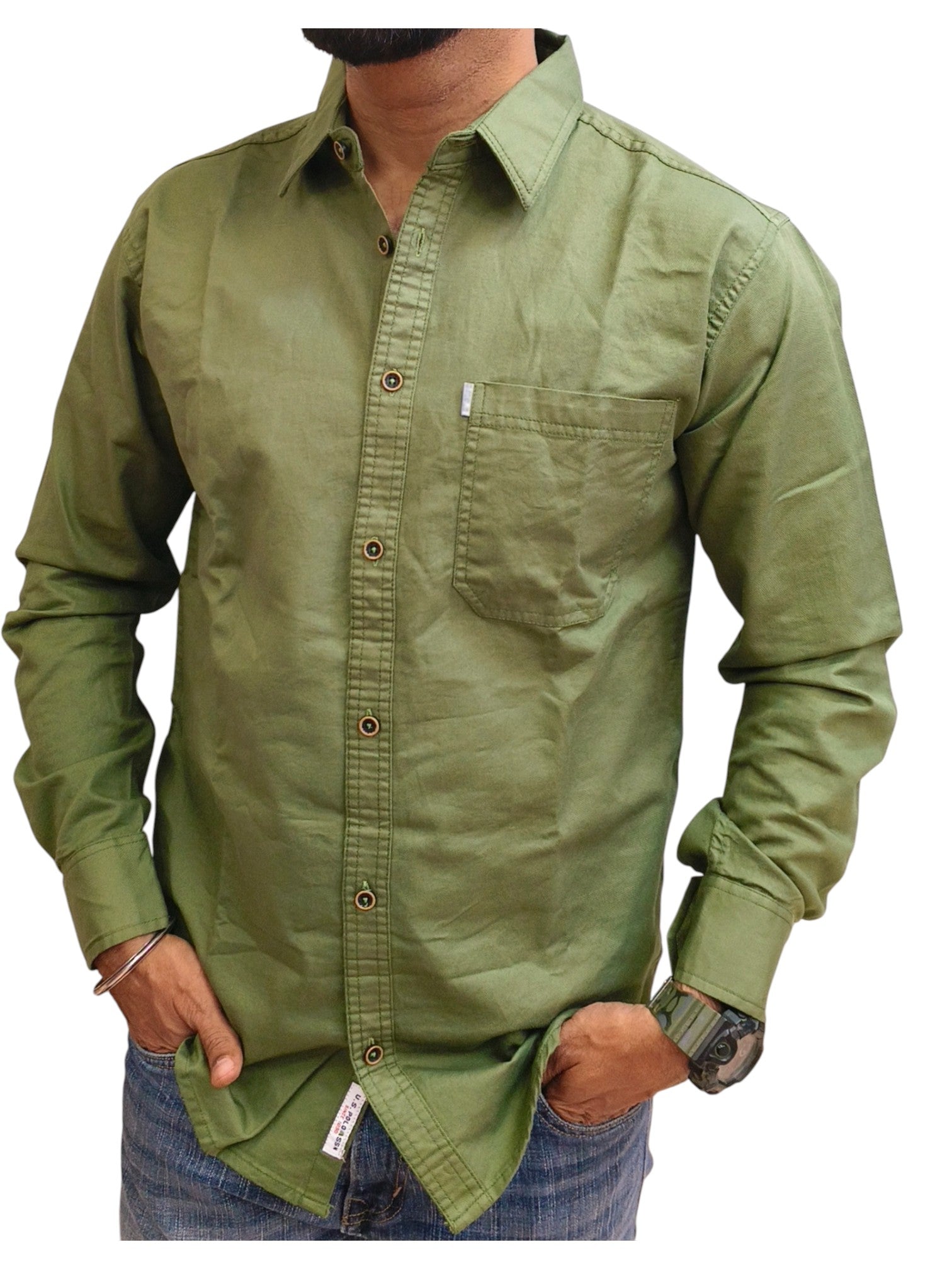 Men’s Solid Classic Slim Fit Shirt Green